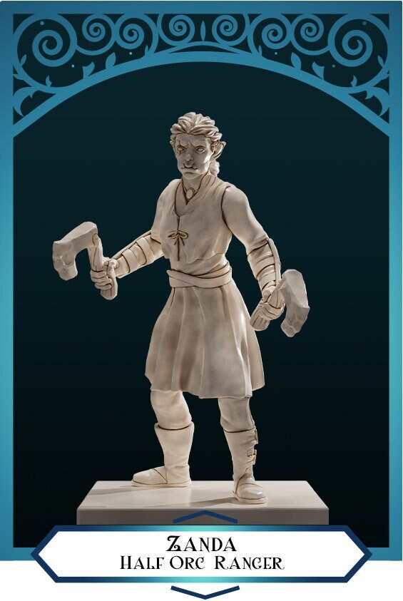 Half-Orc Ranger, Zanda | D&D TTRPG Miniature | DnD Is A Woman | NO BASE