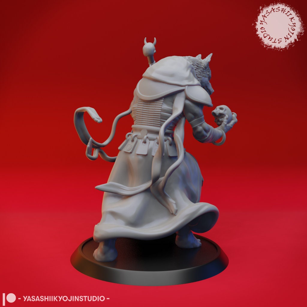 Coyote Necromancer | TABLETOP SCALE | TTRPG Monster Miniature | Yasashii Kyojin Studio