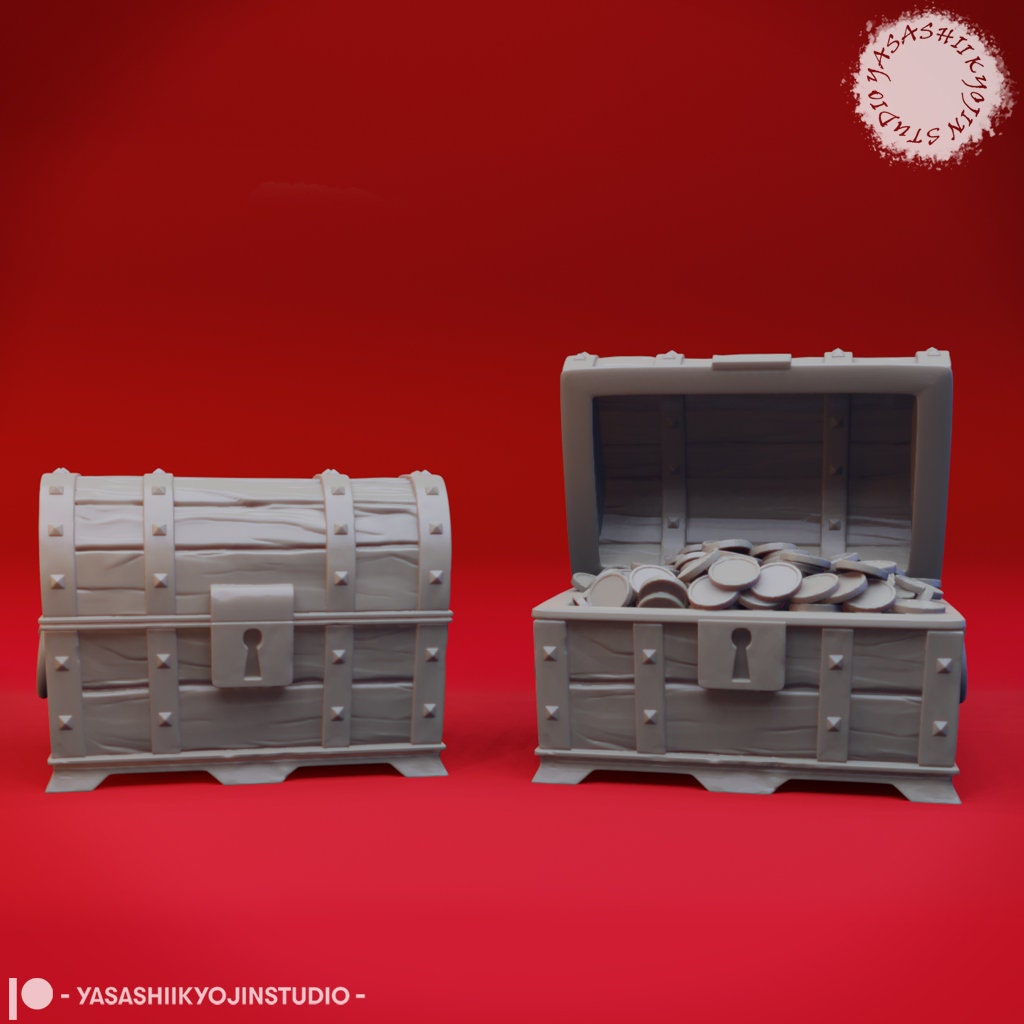 Treasure Chest Set | TTRPG Scatter Miniature | Yasashii Kyojin Studio