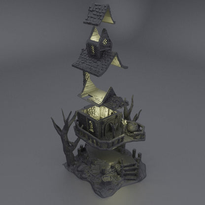 Witch Hut | D&D TTRPG Playable 3D Printed Building Terrain Scenery | MiniatureLand
