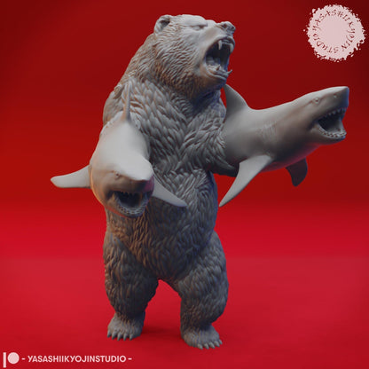 Sharkenbear | TABLETOP SCALE | D&D TTRPG Monster Miniature | Yasashii Kyojin Studio