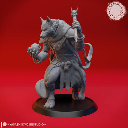 Coyote Necromancer | TABLETOP SCALE | TTRPG Monster Miniature | Yasashii Kyojin Studio