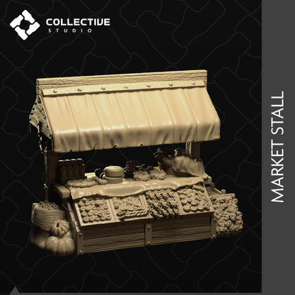 Market Stall, Vendor Grocery Goods, Awning Shop | D&D Scatter Miniature | Collective Studio
