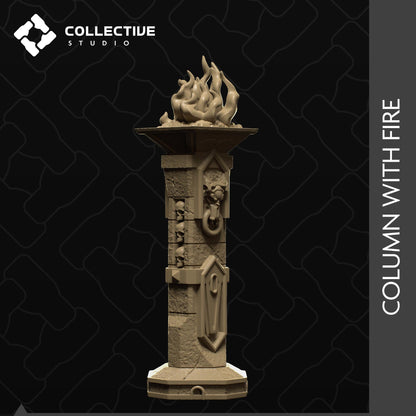 Columns, Pillars, Fire, Dragon Egg, Dwarven, Cathedral, Gem | D&D Scatter Miniature | Collective Studio