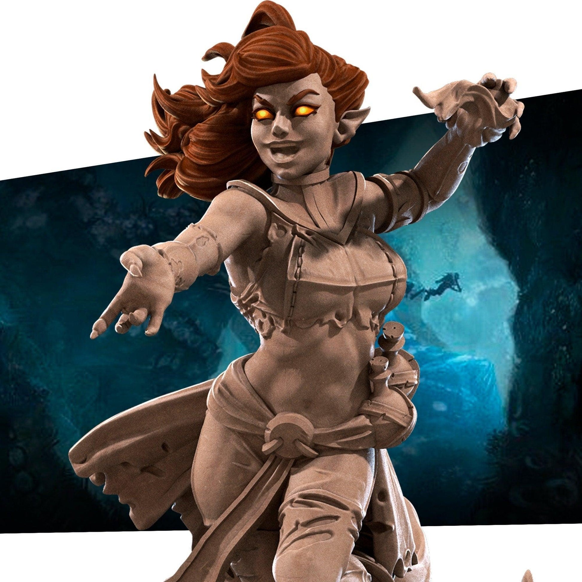 Exxotic Ember | Fire Genasi Pinup SFW NSFW Model Miniature | Bite the Bullet