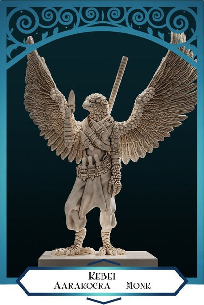 Aarakocra Monk | D&D TTRPG Miniature | DnD Is A Woman | NO BASE
