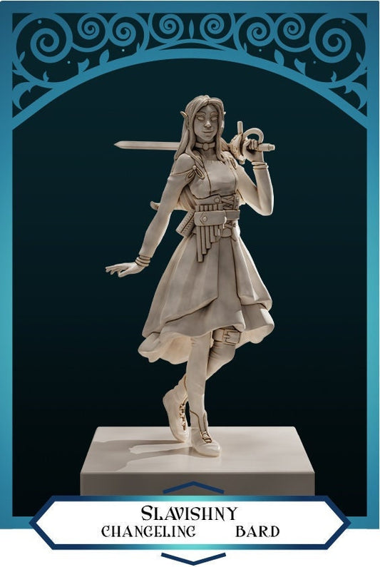Changeling Bard | D&D TTRPG Miniature | DnD Is A Woman | NO BASE