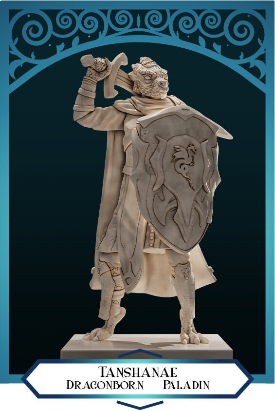 Dragonborn Paladin | D&D TTRPG Miniature | DnD Is A Woman | NO BASE
