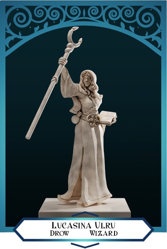 Drow Wizard | D&D TTRPG Miniature | DnD Is A Woman | NO BASE