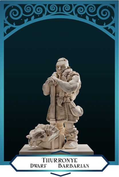 Dwarf Barbarian | D&D TTRPG Miniature | DnD Is A Woman | NO BASE