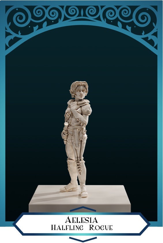 Halfling Rogue, Aelesia | D&D TTRPG Miniature | DnD Is A Woman | NO BASE