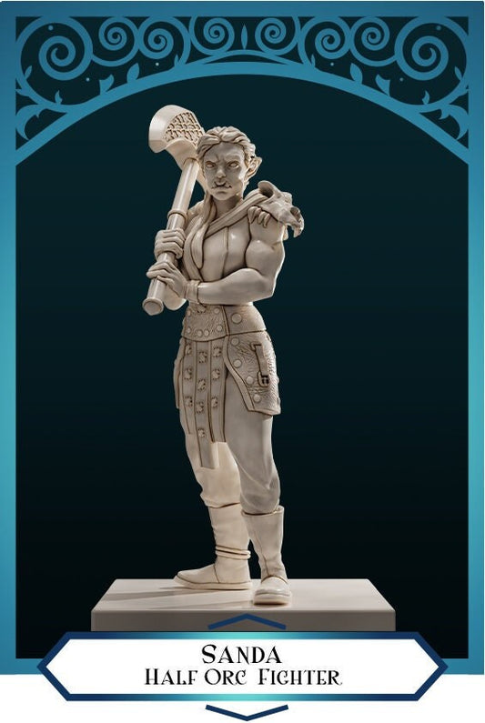 Half-Orc Fighter | D&D TTRPG Miniature | DnD Is A Woman | NO BASE