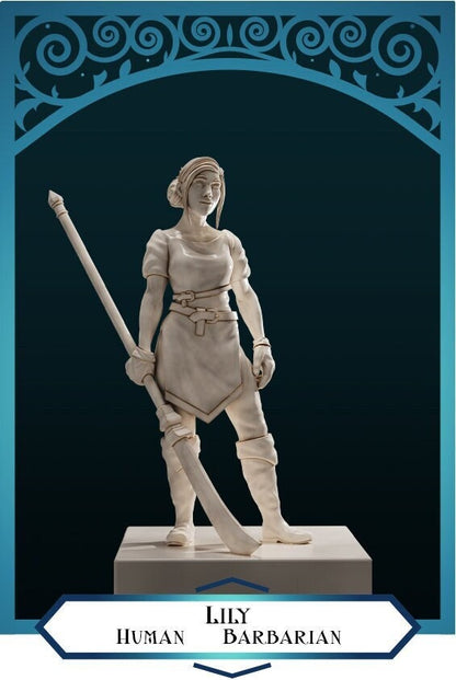 Human Barbarian | D&D TTRPG Miniature | DnD Is A Woman | NO BASE