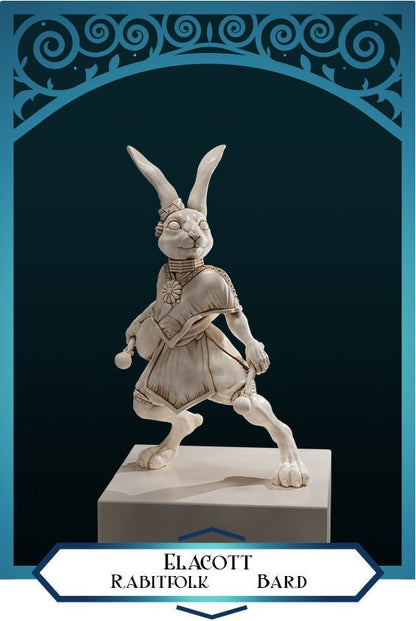 Rabbitfolk Bard | D&D TTRPG Miniature | DnD Is A Woman | NO BASE