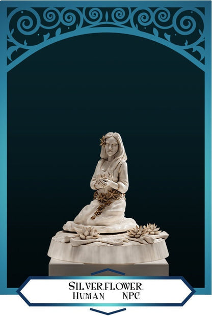 Human NPC, Silverflower | D&D TTRPG Miniature | DnD Is A Woman | NO BASE