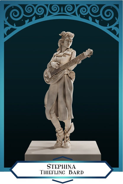 Tiefling Bard | D&D TTRPG Miniature | DnD Is A Woman | NO BASE