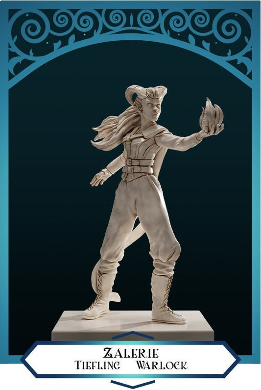 Tiefling Warlock, Zalerie | D&D TTRPG Miniature | DnD Is A Woman | NO BASE