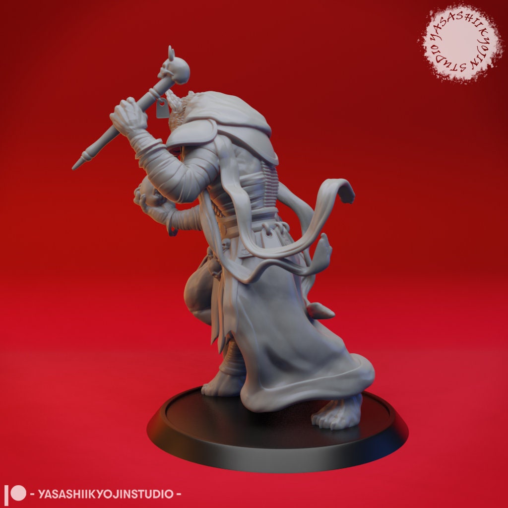 Coyote Necromancer | TABLETOP SCALE | TTRPG Monster Miniature | Yasashii Kyojin Studio