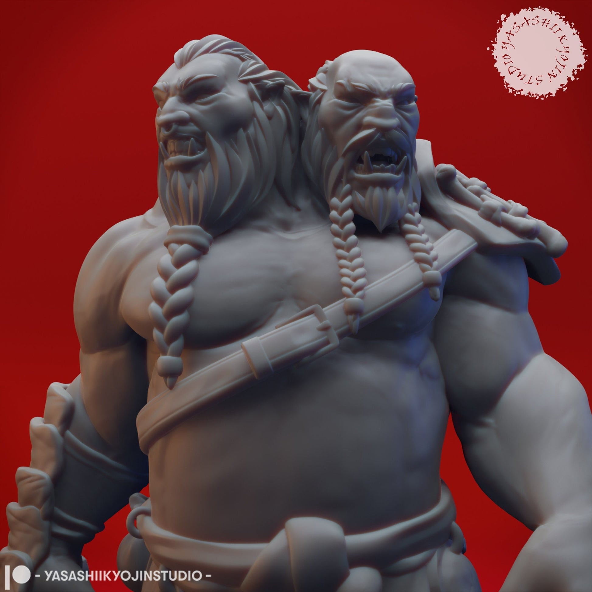 Ettin | TABLETOP SCALE | D&D TTRPG Monster Miniature | Yasashii Kyojin Studio
