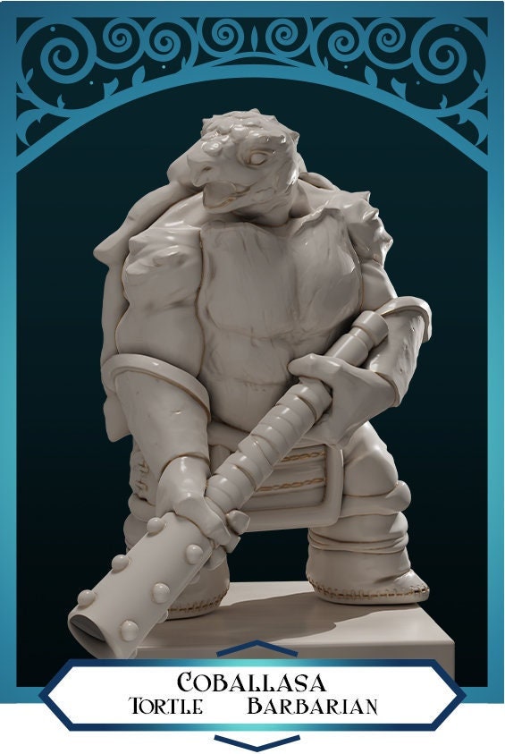 Tortle Barbarian | D&D TTRPG Miniature | DnD Is A Woman | NO BASE