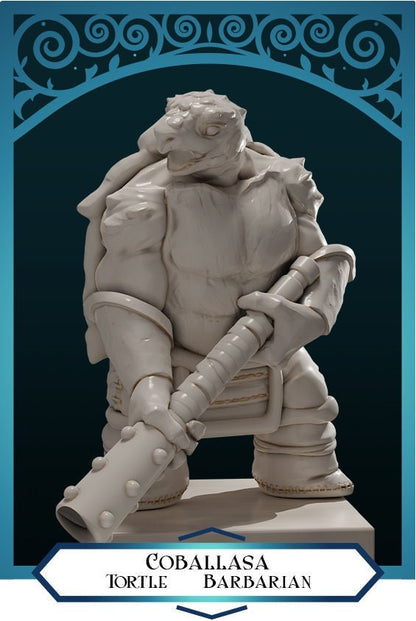 Tortle Barbarian | D&D TTRPG Miniature | DnD Is A Woman | NO BASE