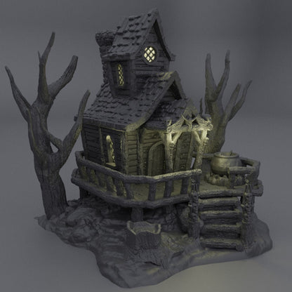 Witch Hut | D&D TTRPG Playable 3D Printed Building Terrain Scenery | MiniatureLand