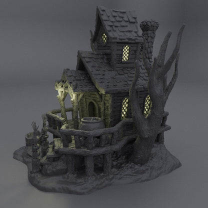 Witch Hut | D&D TTRPG Playable 3D Printed Building Terrain Scenery | MiniatureLand