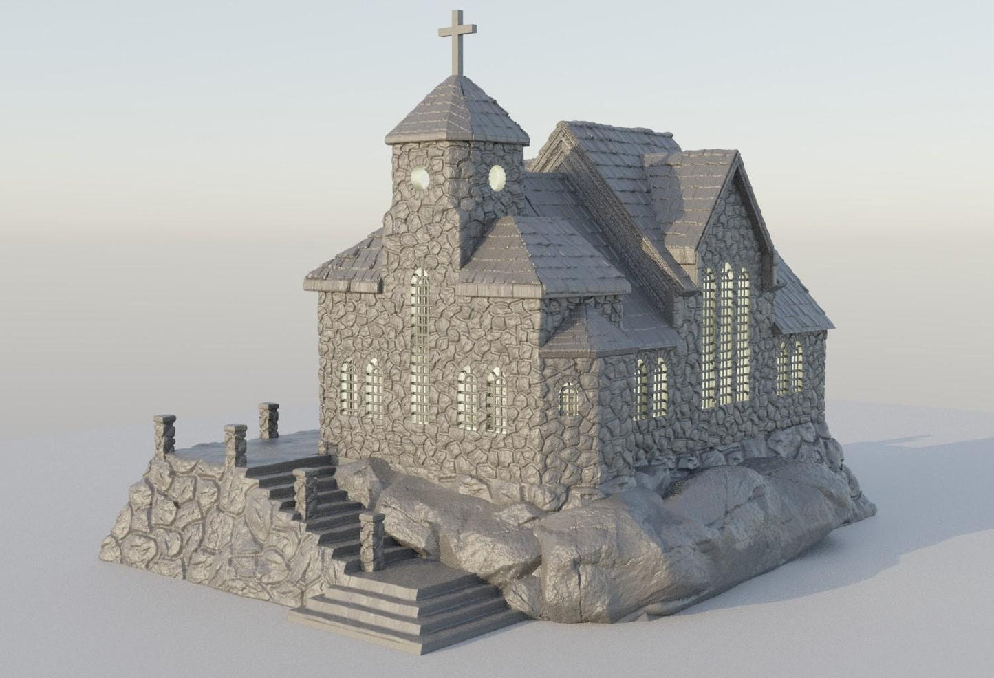 Medieval Mountain Church | D&D Playable 3D Printed Building | MiniatureLand
