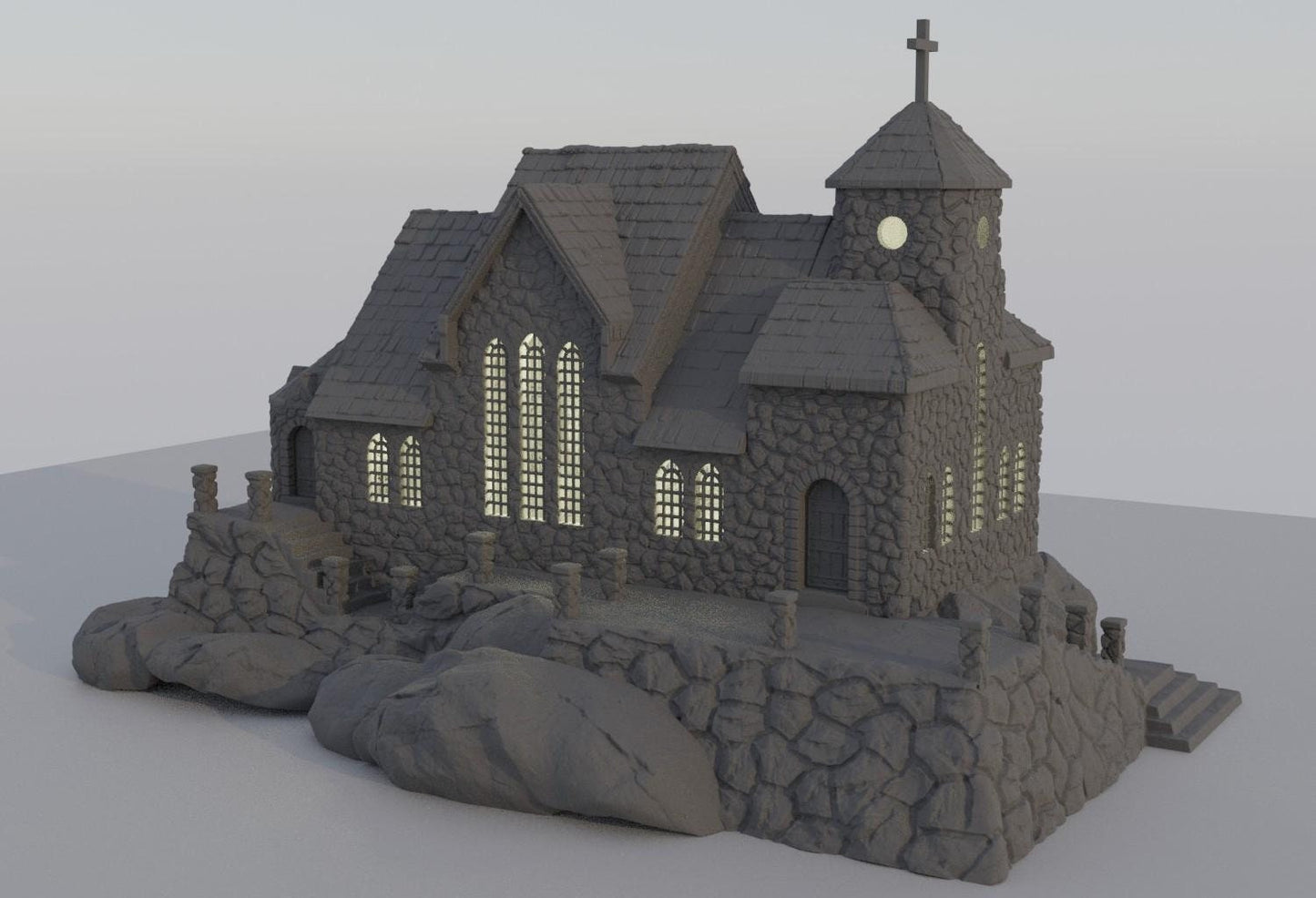 Medieval Mountain Church | D&D Playable 3D Printed Building | MiniatureLand