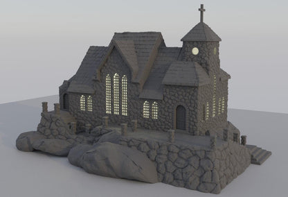 Medieval Mountain Church | D&D Playable 3D Printed Building | MiniatureLand