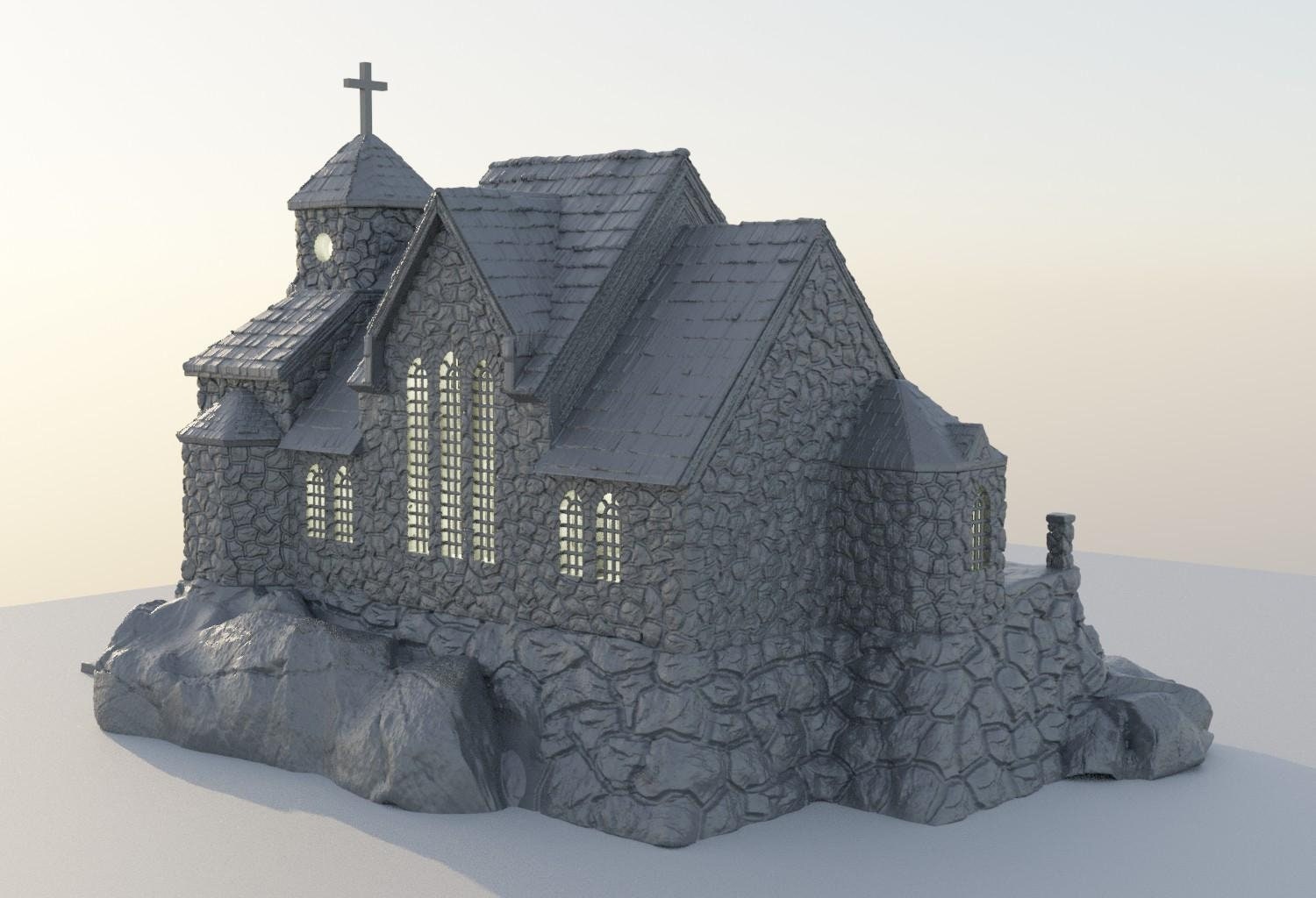 Medieval Mountain Church | D&D Playable 3D Printed Building | MiniatureLand