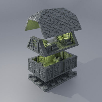 Medieval Granary | D&D TTRPG Playable 3D Printed Building Terrain Scenery | MiniatureLand