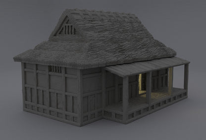 Feudal Japanese Cottage | D&D TTRPG Playable 3D Printed Building Terrain Scenery | MiniatureLand