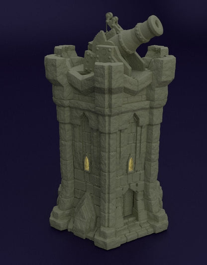 Dwarf Bombard Tower | D&D TTRPG Playable 3D Printed Building Terrain Scenery | MiniatureLand