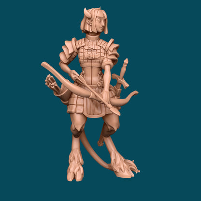 Petal a Tiefling Hunter, Faun, Ranger, Satyr | D&D TTRPG Miniature | Awkward Penguin Minis