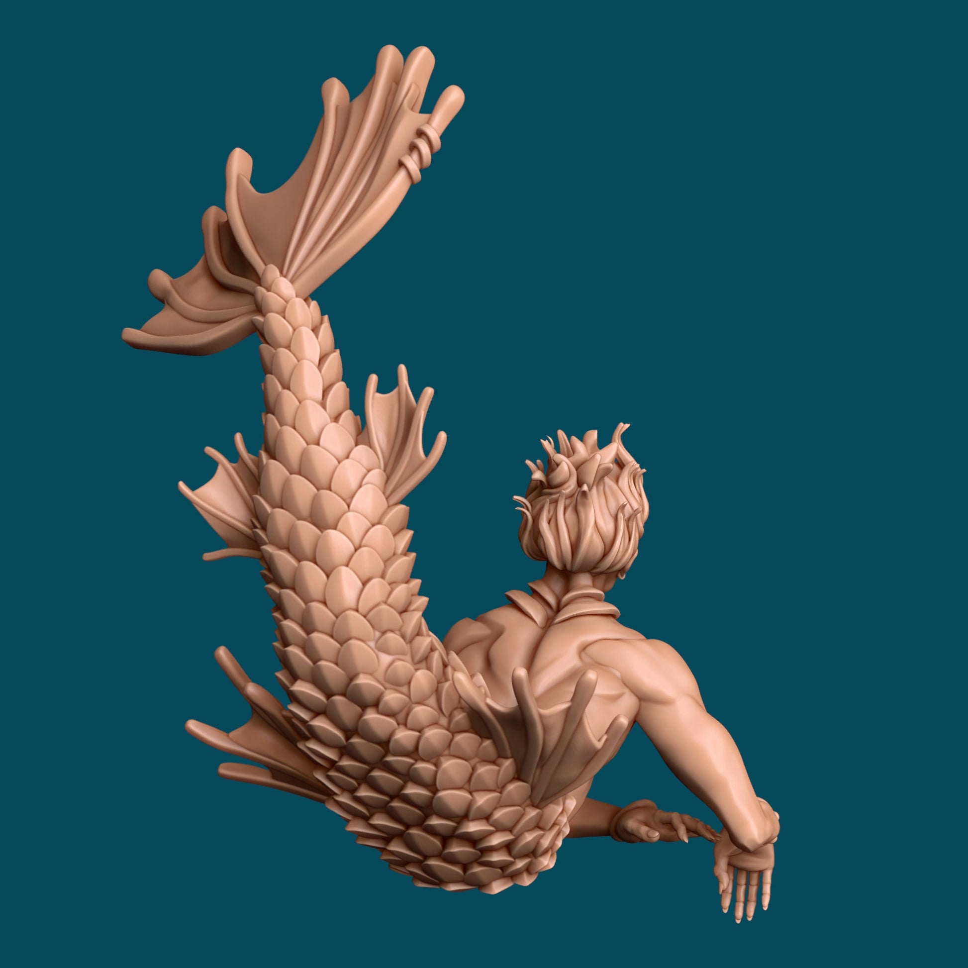 Finley a Friendly Fish Guy Mermaid Merfolk | D&D TTRPG Miniature | Awkward Penguin Minis