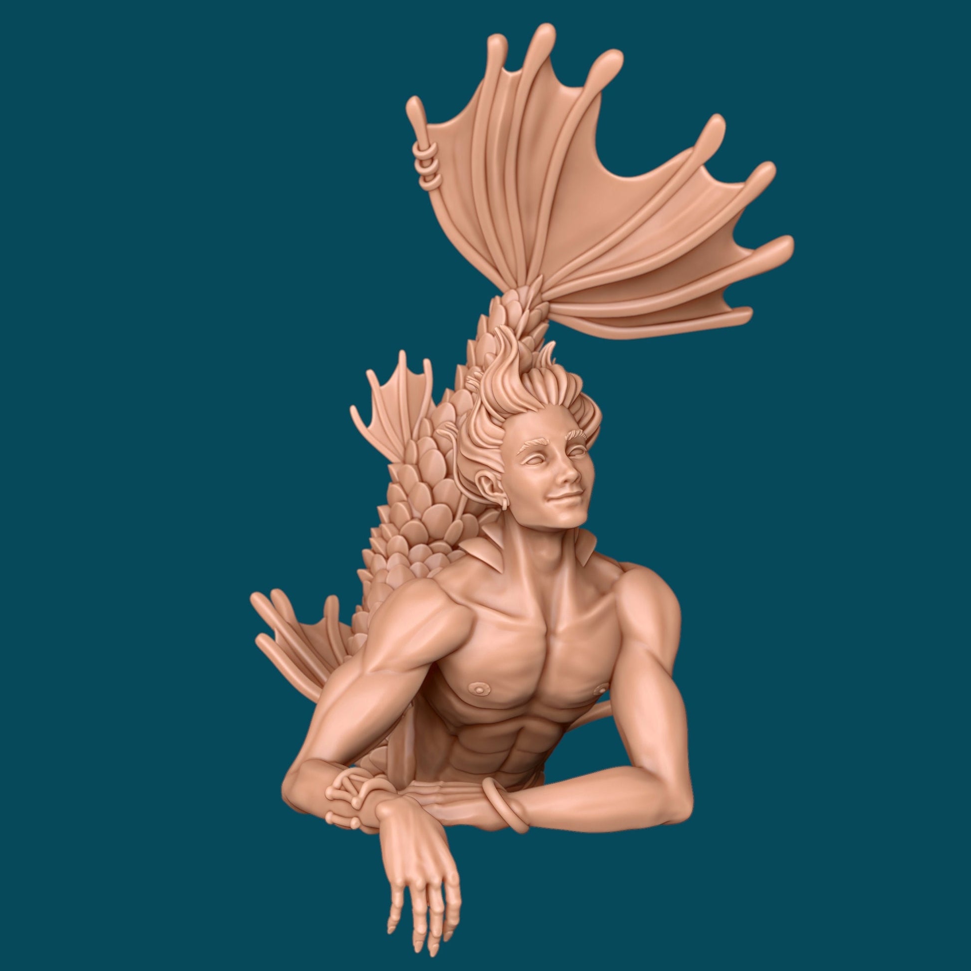 Finley a Friendly Fish Guy Mermaid Merfolk | D&D TTRPG Miniature | Awkward Penguin Minis