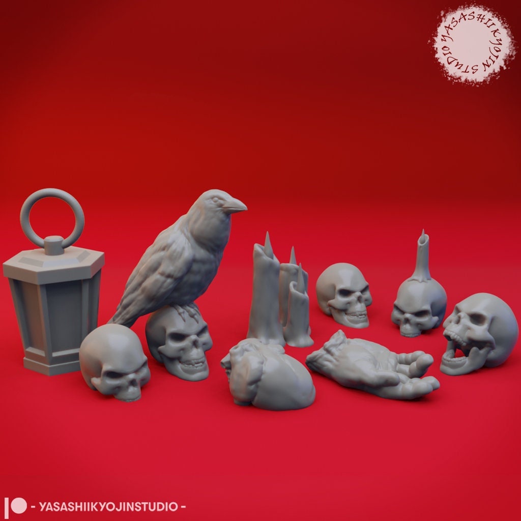 Graveyard Set | TTRPG Scatter Miniature | Yasashii Kyojin Studio