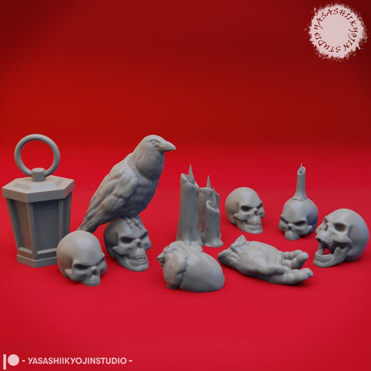 Graveyard Set | TTRPG Scatter Miniature | Yasashii Kyojin Studio