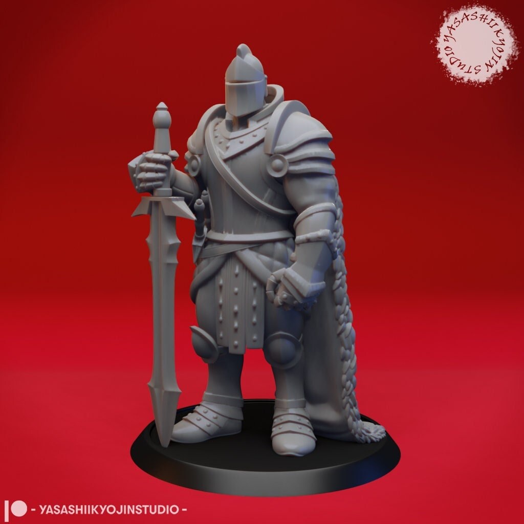Armored Fighter | TABLETOP SCALE | D&D TTRPG Monster Miniature | Yasashii Kyojin Studio