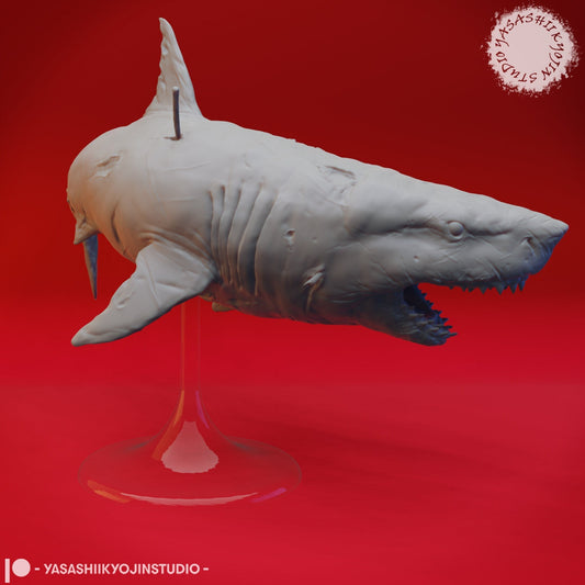 Great Wight Shark | TABLETOP SCALE | TTRPG Monster Miniature | Yasashii Kyojin Studio