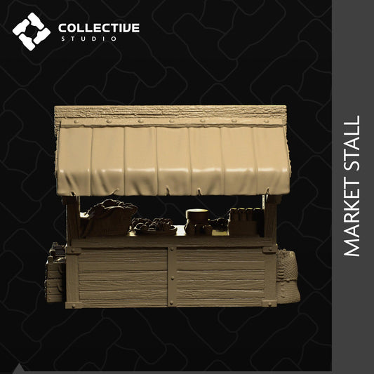 Market Stall, Vendor Grocery Goods, Awning Shop | D&D Scatter Miniature | Collective Studio