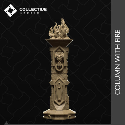 Columns, Pillars, Fire, Dragon Egg, Dwarven, Cathedral, Gem | D&D Scatter Miniature | Collective Studio