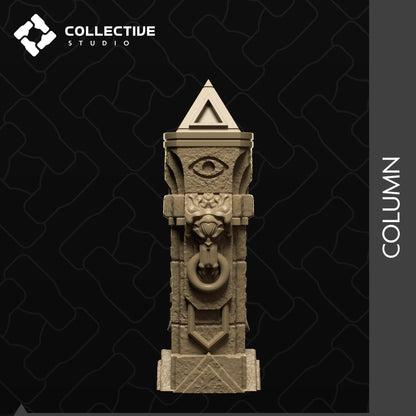 Columns, Pillars, Fire, Dragon Egg, Dwarven, Cathedral, Gem | D&D Scatter Miniature | Collective Studio