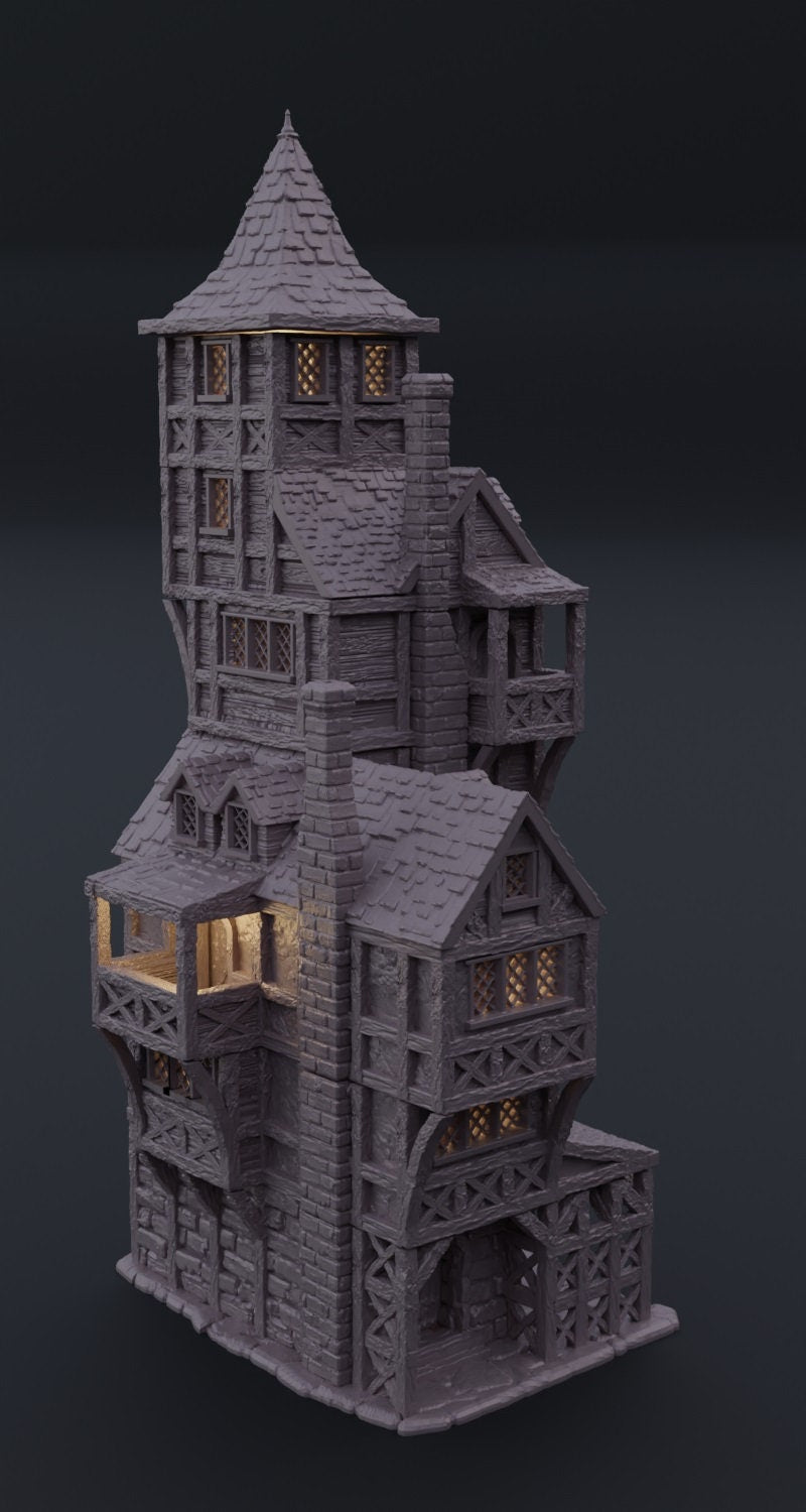 Medieval High House | D&D TTRPG Playable 3D Printed Building Terrain Scenery | MiniatureLand