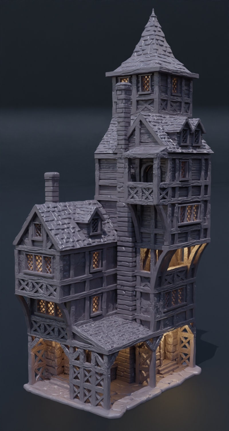 Medieval High House | D&D TTRPG Playable 3D Printed Building Terrain Scenery | MiniatureLand