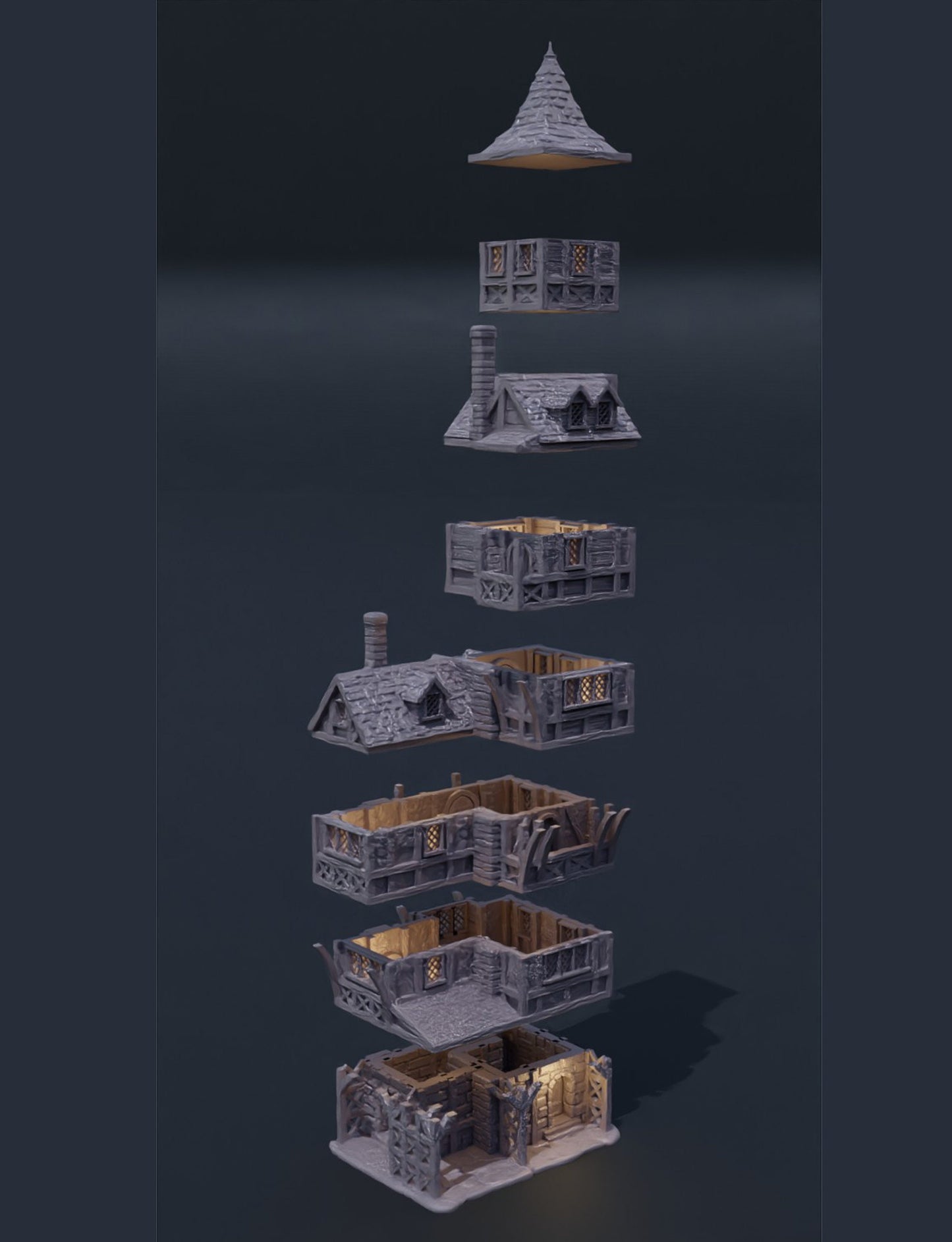 Medieval High House | D&D TTRPG Playable 3D Printed Building Terrain Scenery | MiniatureLand