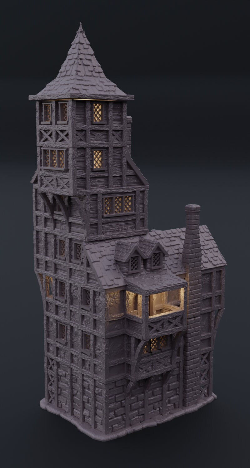 Medieval High House | D&D TTRPG Playable 3D Printed Building Terrain Scenery | MiniatureLand