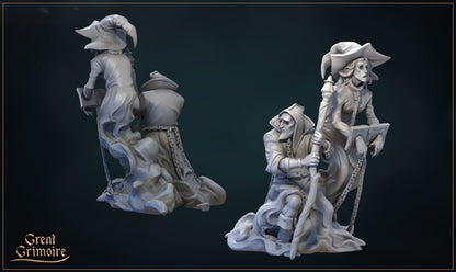 Two Ghost Mages | Lodge of the Dark Arts | Tabletop Gaming Miniature | Great Grimoire