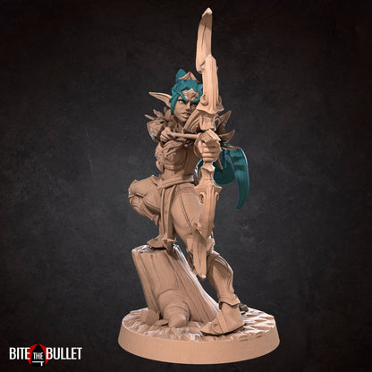 Moon Elf Ranger | TABLETOP SCALE | D&D TTRPG Miniature | Bite the Bullet | Unpainted, Unplated Resin 8k